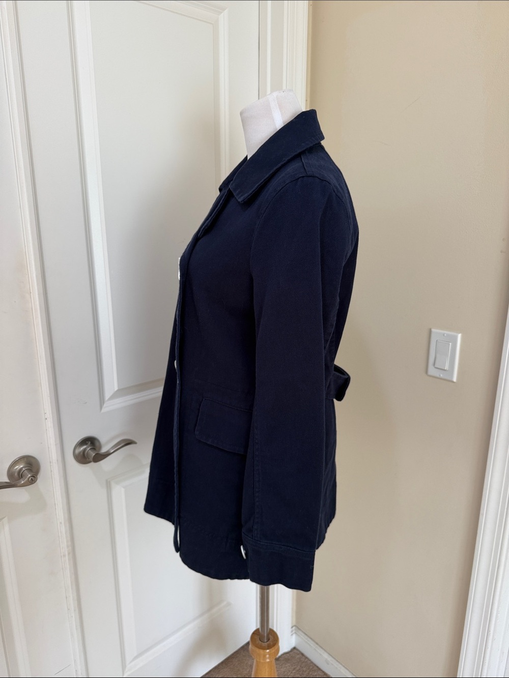 J. Crew Double Breasted Classic Twill Chino Heavyweight Cotton Peacoat Size 8 - Picture 6 of 10
